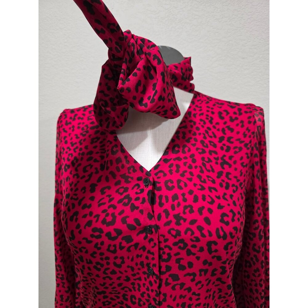 Chicos Red Leopard Print Button-Down Blouse With … - image 7